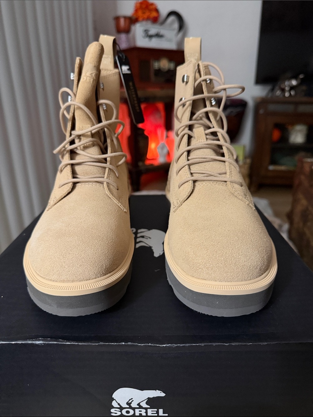 Sorel Women Beige Suede Hi-Line Lace Boots